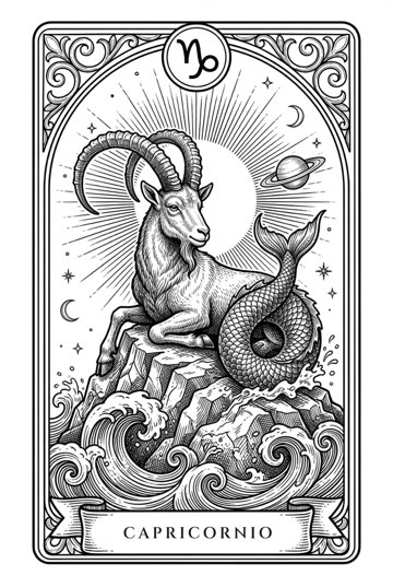 Carta ilustrada de Capricornio