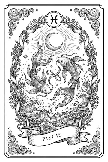 Carta ilustrada de Piscis