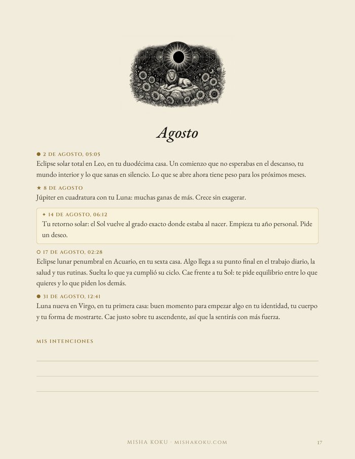 Página de un mes